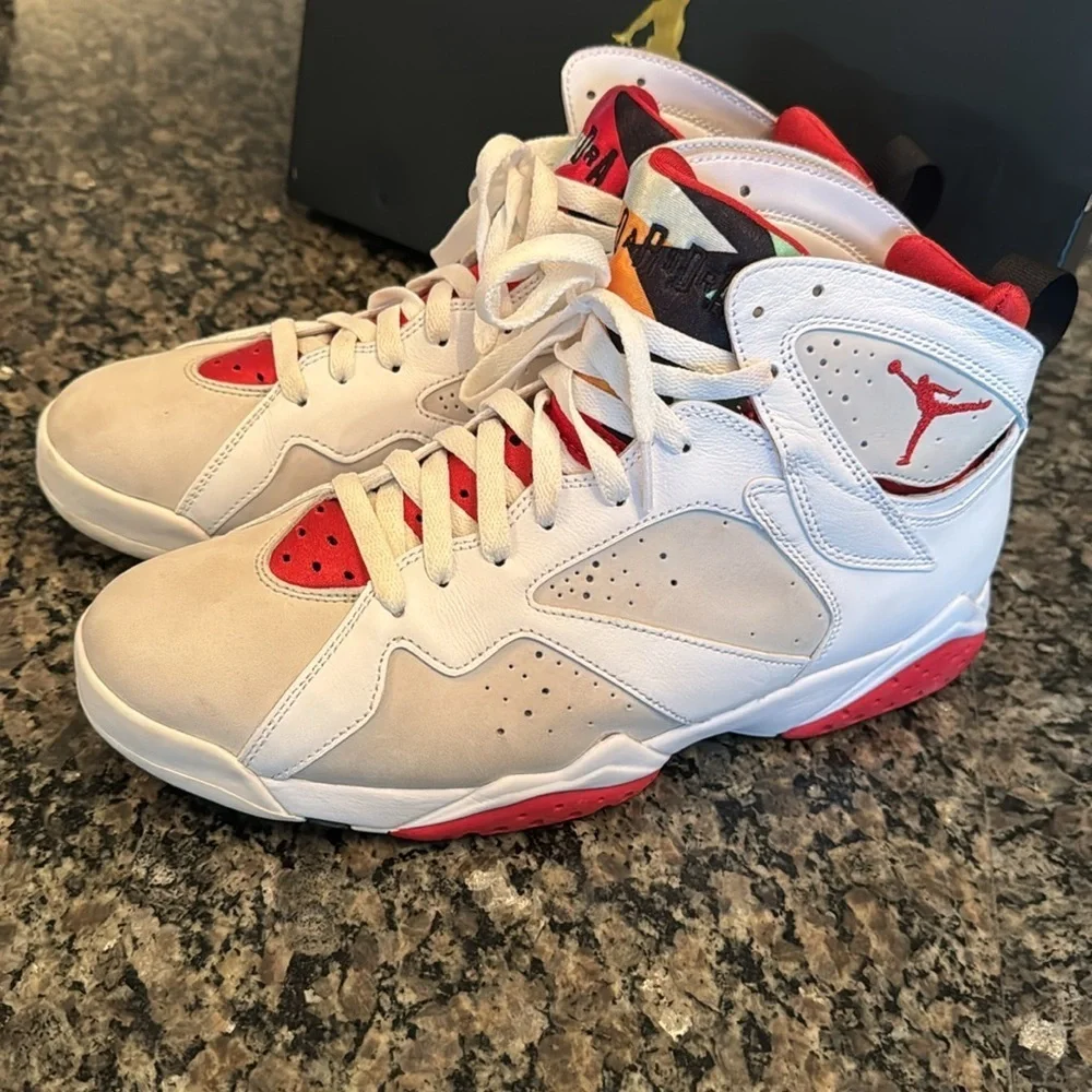 Air Jordan 7 Retro White and Red Sneakers EUC 10.5